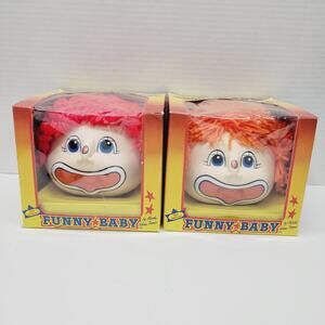 1984 Funny Baby M N Thomas Cabbage Patch Boy Clown Doll Making Head NiB Lot Of 2